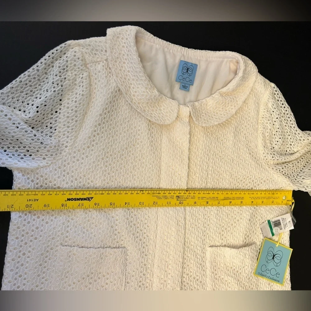 CeCe Cream Lace Jacket blazer with Collar Dillards exclusive  NWT Sz-L. K7 - Picture 10 of 10